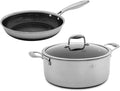 3-Piece Hybrid Cookware Set, Tri-Clad Stainless Steel & PFAS-Free Ceramic Nonstick, no PFOA, PTFE, Teflon, Non Toxic Cookware, Metal Utensil Safe, All cooktops & Oven Safe