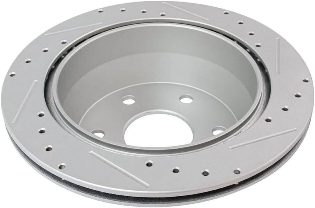 Disc Brake Rotor and Pad Set Kit Rear Side Ceramic Smooth Drilled Slotted Zinc Coated Calipers for Chevy for Silverado 1500 2003-2005,for GMC for Sierra 1500 2003-2006 & Classic 2007