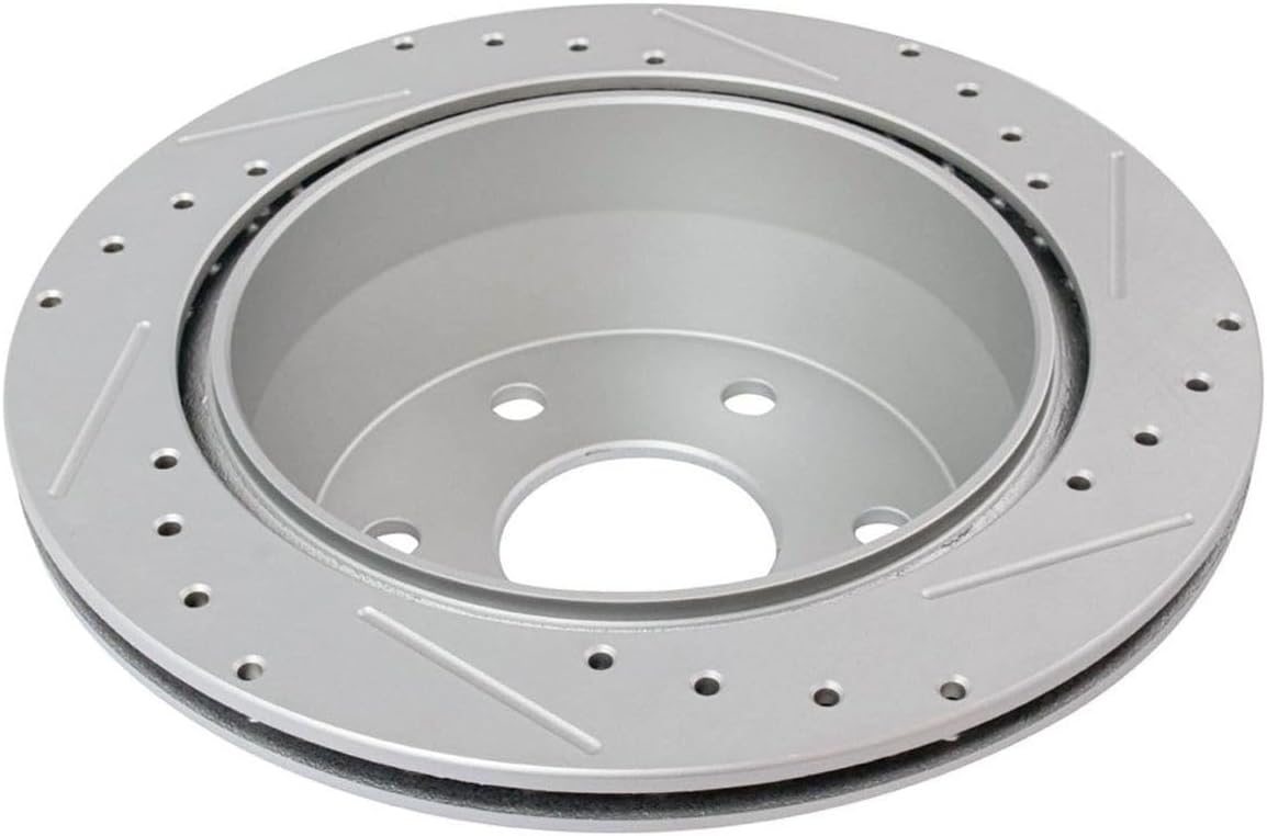 Disc Brake Rotor and Pad Set Kit Rear Side Ceramic Smooth Drilled Slotted Zinc Coated Calipers for Chevy for Silverado 1500 2003-2005,for GMC for Sierra 1500 2003-2006 & Classic 2007