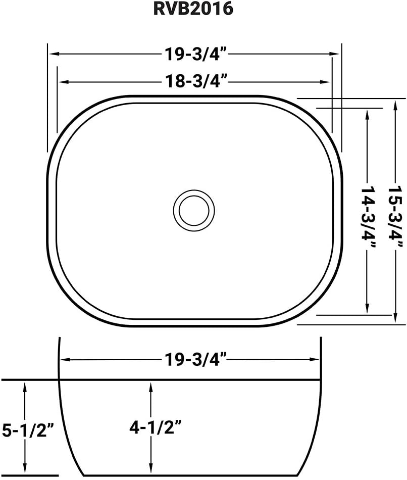 Ruvati 20 x 16 inch Bathroom Vessel Sink Silver Decorative Art Above Vanity Counter Black Ceramic - RVB2016BS | Rectangle Sink, Small Vessel Sink, Bathroom Sink Countertop, Ceramic Vessel Sinks