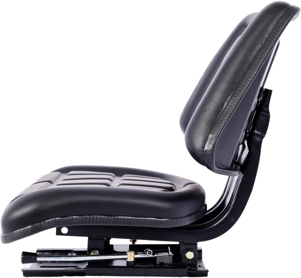 Tractor Seat with Backrest Black Slide Track Steel Luxurious Foam Padding, Perfect for PVC Compact Mower, Ergonomic Mower Seat Replacement, Black