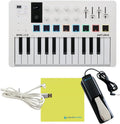 Arturia MiniLab 3 MIDI Keyboard Controller Bundle with Deluxe Sustain Pedal, USB Cable & Liquid Audio Polishing Cloth - 25 Key MIDI Keyboard for Recording Studio Equipment, Software Included (WHITE)