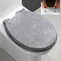 Toilet Seat Black Toilet Seat Cover, Sparkly Toilet Seat Glitter Toilet Seat Slow Close Toilet Seat Round, Top/Bottom-Fixed, Quick Release Easy Installation and Cleaning,Gold，Silver