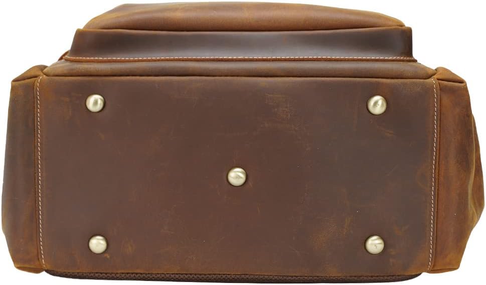 TIDING Brown Leather Laptop Backpack for Men, Vintage Business Casual Daypack Fits 15.6' 16' Computer, Large Weekender Travel Back Pack