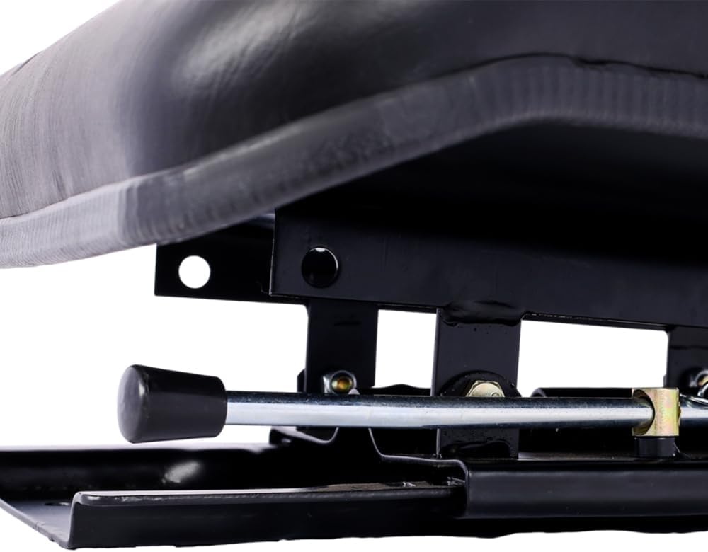 Tractor Seat with Backrest Black Slide Track Steel Luxurious Foam Padding, Perfect for PVC Compact Mower, Ergonomic Mower Seat Replacement, Black