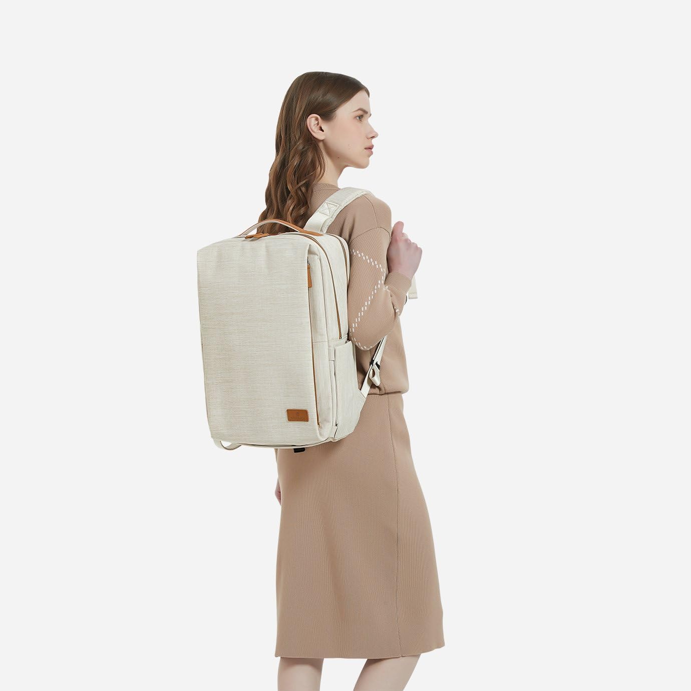 Nordace Siena Pro 15 Smart Backpack with USB Charging - 16' Laptop Backpack, 20L Daily Backpack for Travel, Everyday, or Work (Beige)