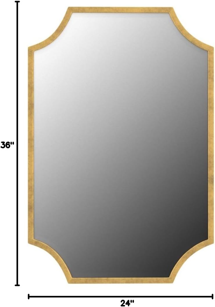 Kelly Miller 24'x36' Gold Foil Metal Scalloped Decorative Wall Mirror | Elegant beveled vanity mirror with wavy edges. Perfect metal frame wall mirror for living room, bathroom & entryway.