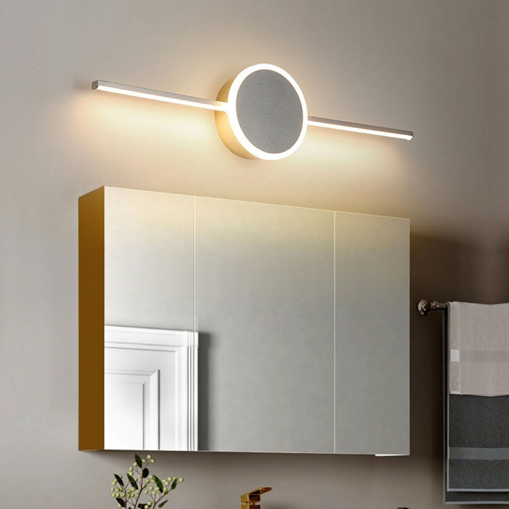Modern LED Vanity Light for Bathroom Mirror, 3 Color Temperature Sconce, Minimalist Geometric Linear Design, Aluminum Acrylic Lighting Fixture, Gold Silver Finish, 60cm Length(60cm)