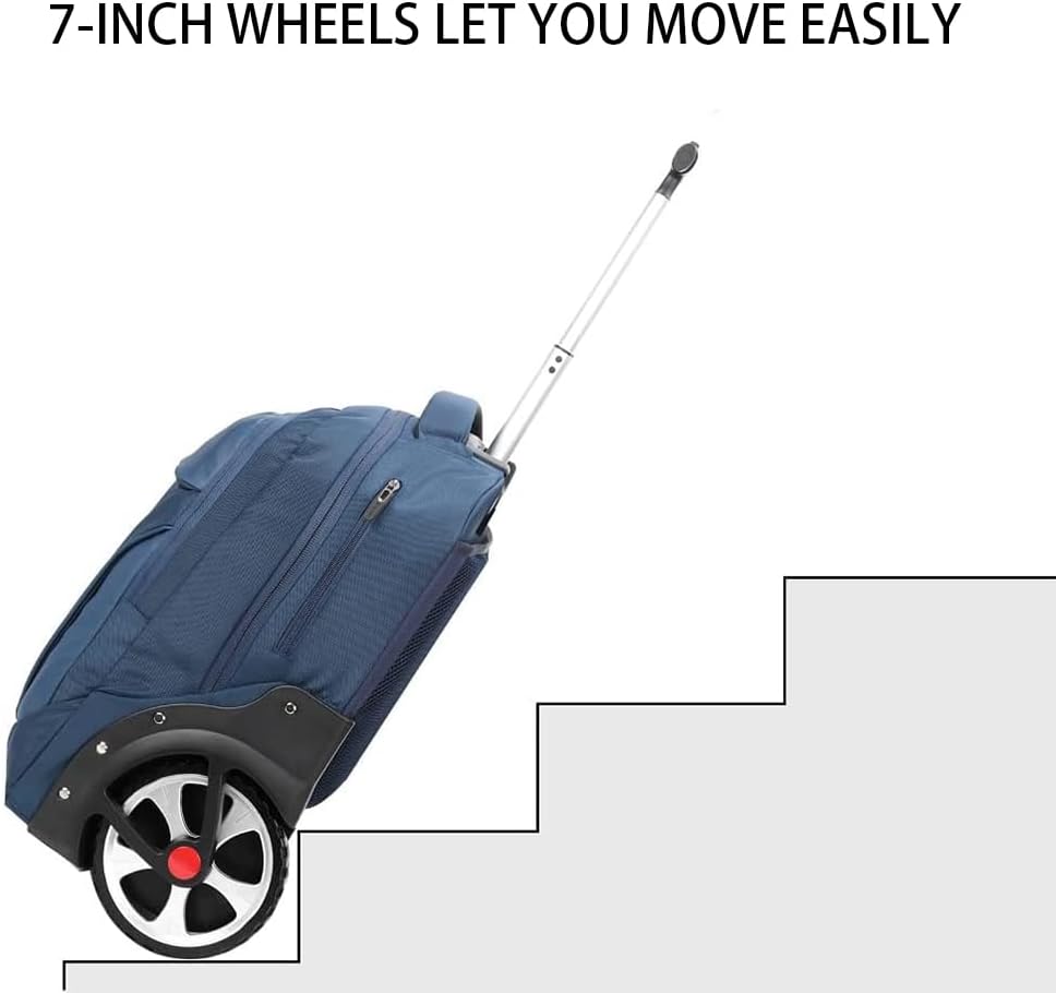WMHYLYH 22 Inch Rolling Backpack, Waterproof Backpack with Wheels for Business and Travel Commuter, Carry on Laptop Backpack for Women and Adult Men (Blue)