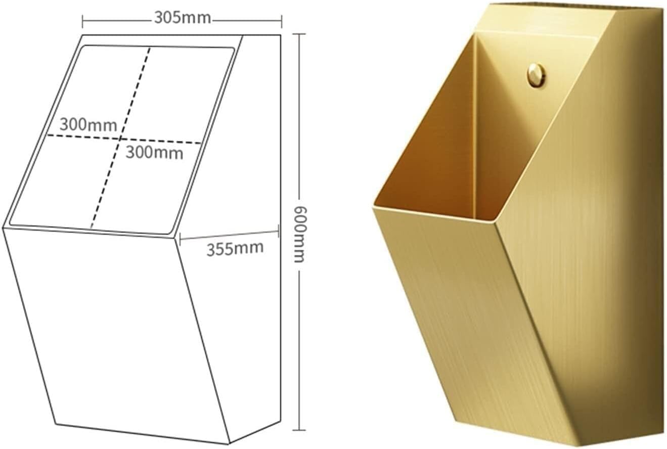 Wall Mounted Smart Men Urinal, 304 Stainless Steel Bathroom Urinals, Toilet Efficient Flushing Urinal, Male Sanitary Ware Public Toilet Urinal,Gold,Silver