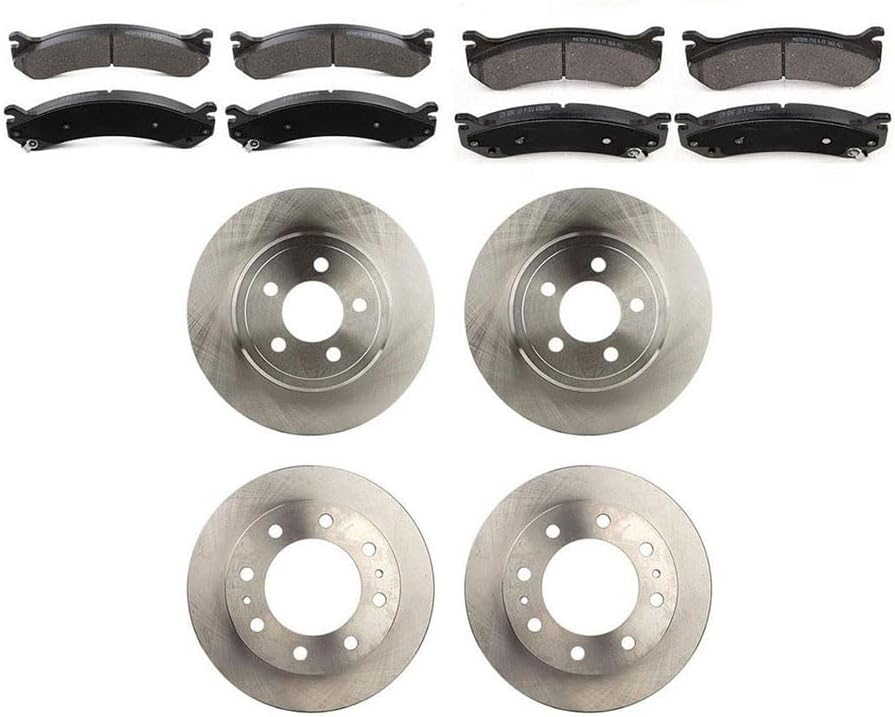 Front & Rear Brake Kit for Chevrolet Avalanche 2500 2002-2004 for Chevy Avalanche 2500 2002-2004 for Chevrolet Silverado 2500 HD 2001-2010 6PCS Semi-metallic Brakes Pads Rlimerance