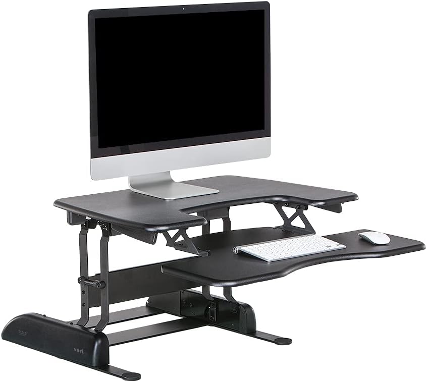 Vari VariDesk Pro Plus 30 Height Adjustable Standing Desk Converter for Home Office - Sit to Stand Desk with 11 Height Settings, Spring-Assisted Lift, and Weighted Base - Fully Assembled, Black