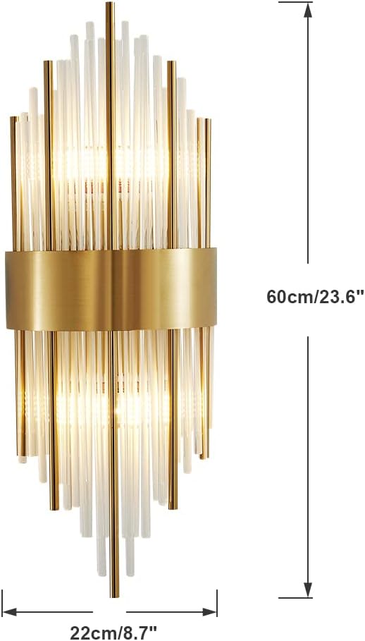 BOKT Crystal Wall Sconces Set of 2 Modern Sconces Wall Lighting Gold Wall Sconce Bathroom Vanity Wall Mount Luxury Wall Light Fixtures for Bedside Hallway