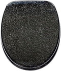 Toilet Seat Black Toilet Seat Cover, Sparkly Toilet Seat Glitter Toilet Seat Slow Close Toilet Seat Round, Top/Bottom-Fixed, Quick Release Easy Installation and Cleaning,Gold，Black