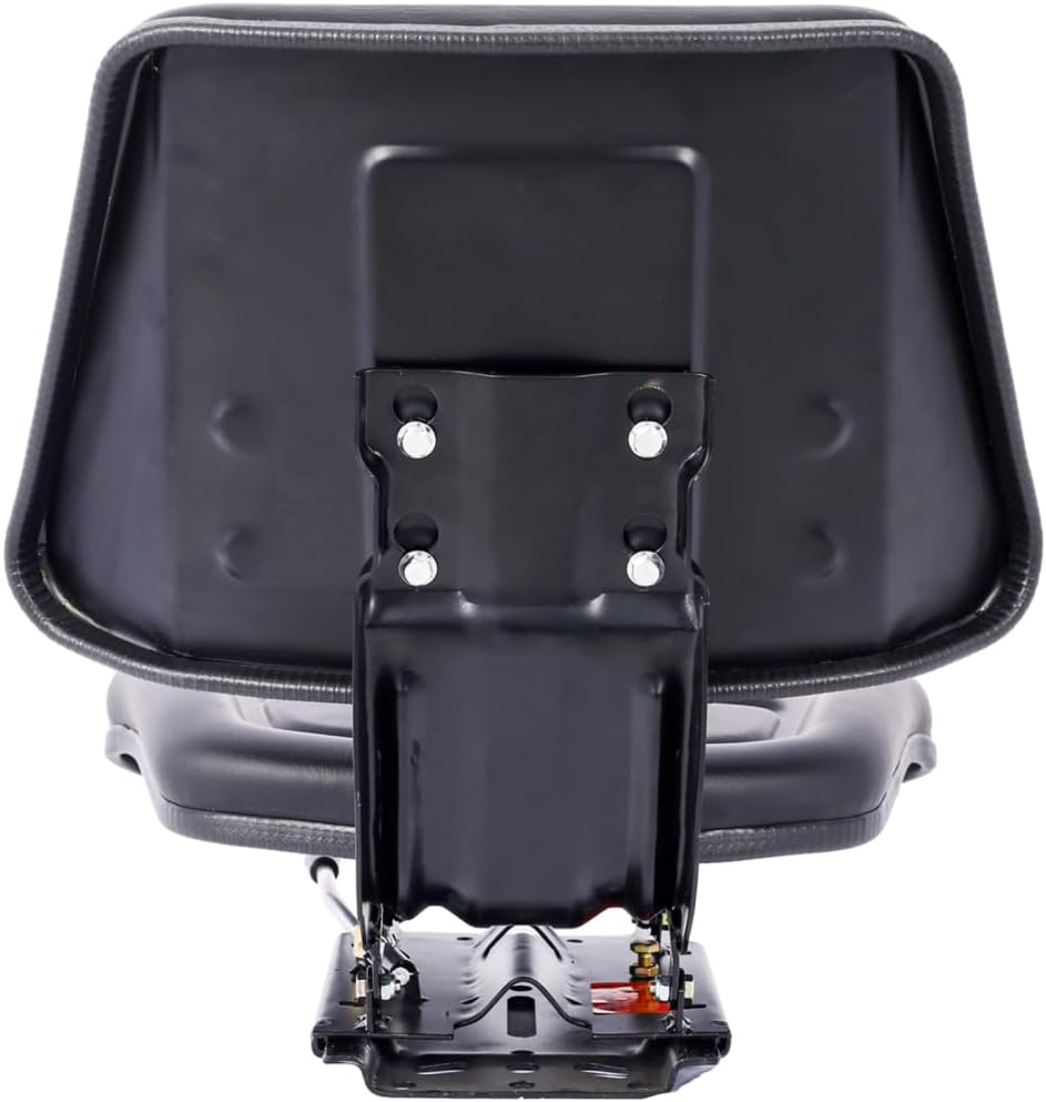 Tractor Seat with Backrest Black Slide Track Steel Luxurious Foam Padding, Perfect for PVC Compact Mower, Ergonomic Mower Seat Replacement, Black