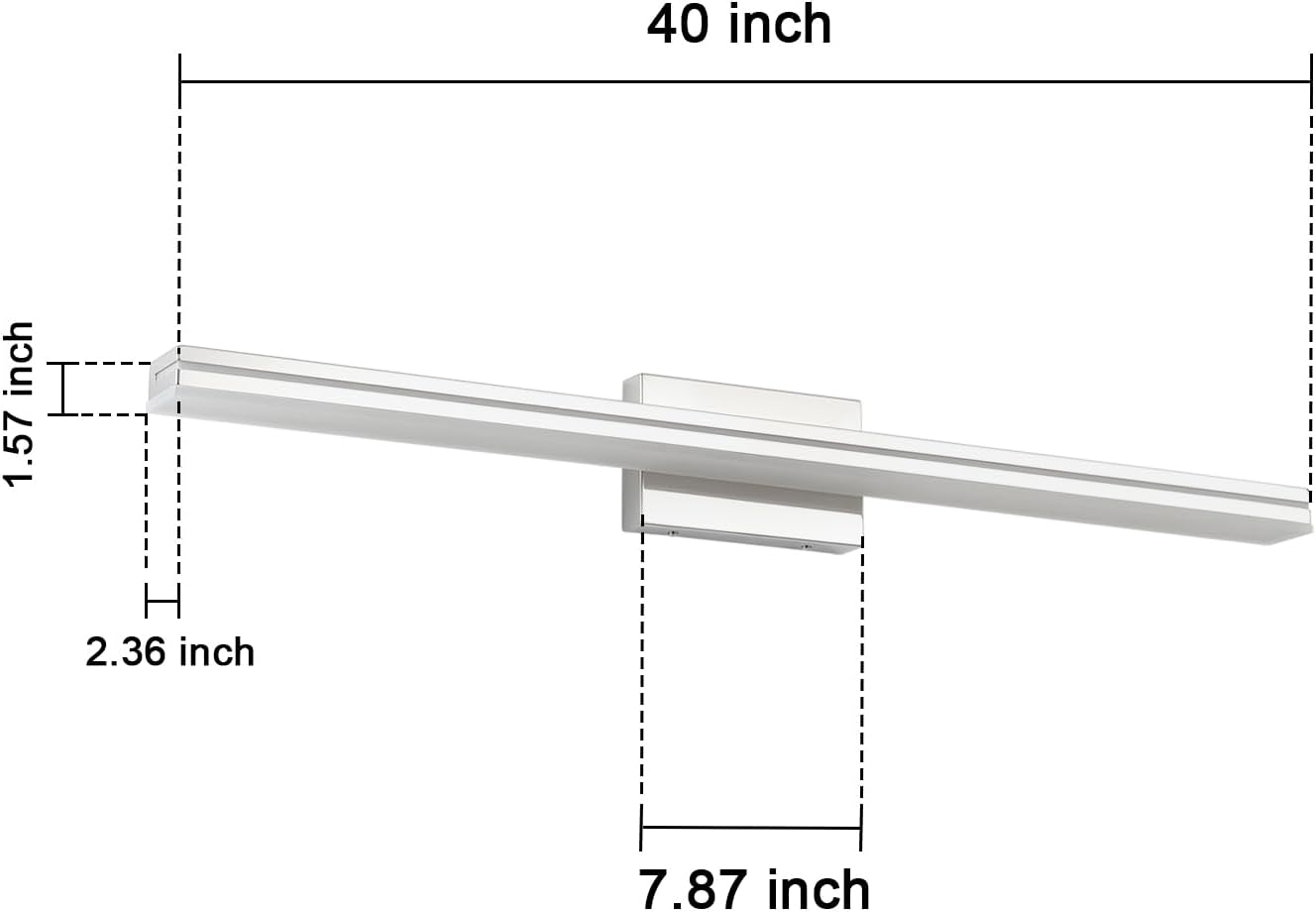 SineRise 40-Inch LED Modern Bathroom Vanity Light Bar, Chrome Modern Acrylic Bathroom Wall Lighting Fixtures Over Mirror (Cool White 6000K)
