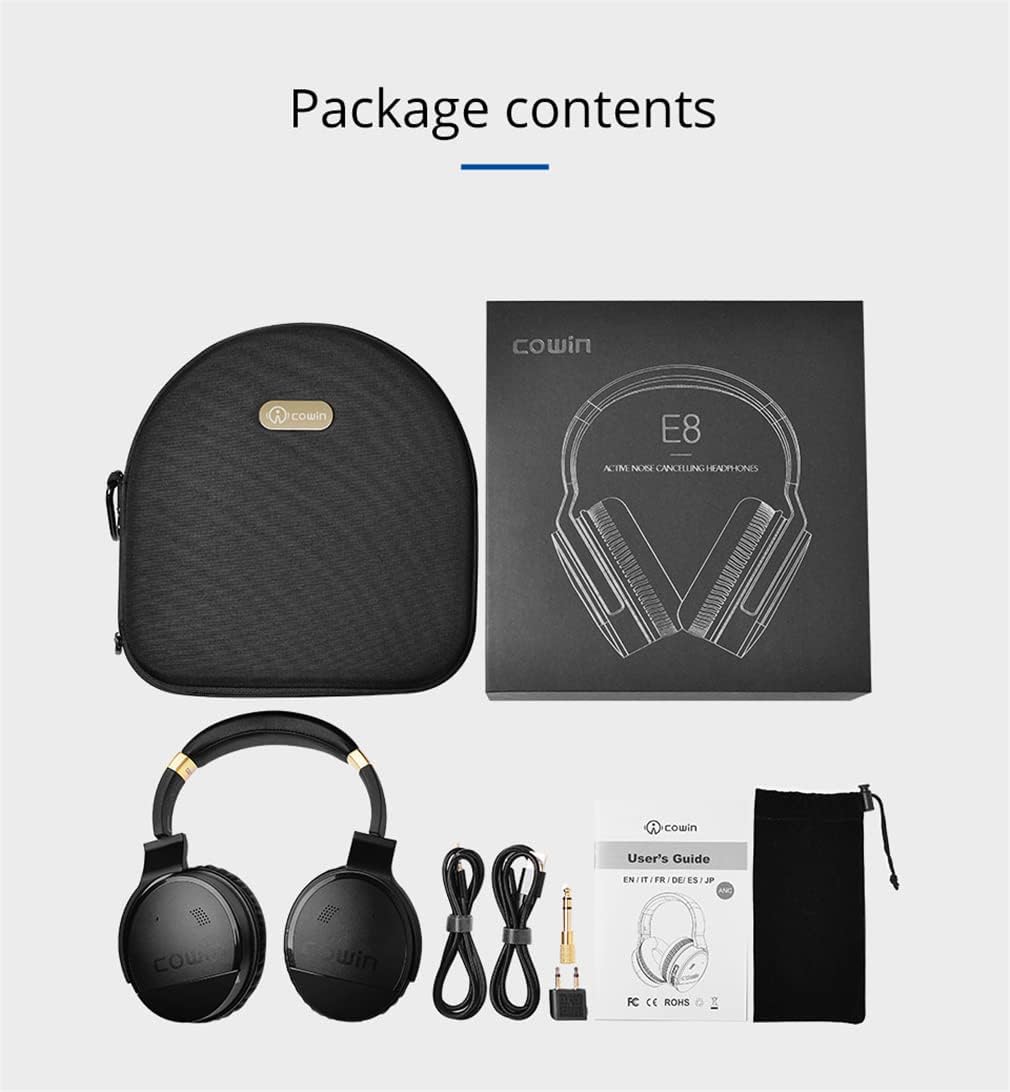ANC Active Noise Cancelling Bluetooth 5.0 Wireless Over-Ear Headphones Hi-Fi Stereo Deep Bass Foldable Headsets with Mic 20H Hours Playtime for Sports/TV/Work