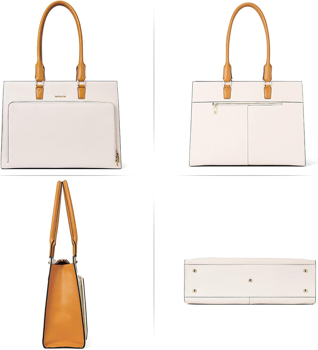BOSTANTEN Leather Briefcase for Women Vintage 15.6 inch Laptop Bag for Women Business Tote Shoulder Handbag