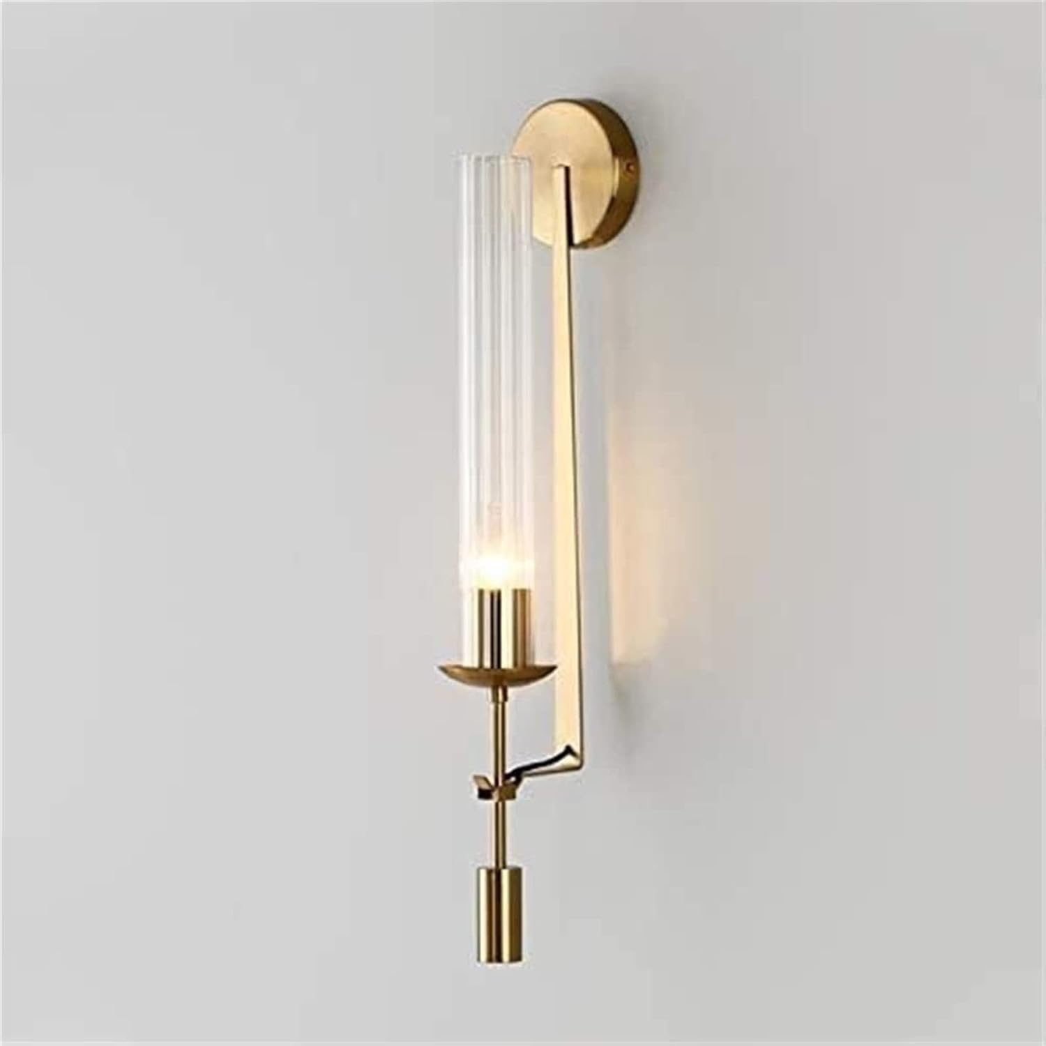 Modern 1 Bulb Gold Wall Sconce Creative LED Wall Lamp Tubular Clear Glass Wall Lighting Fixture for Bathroom Bedroom Living Room Corridor Hotel, Silver