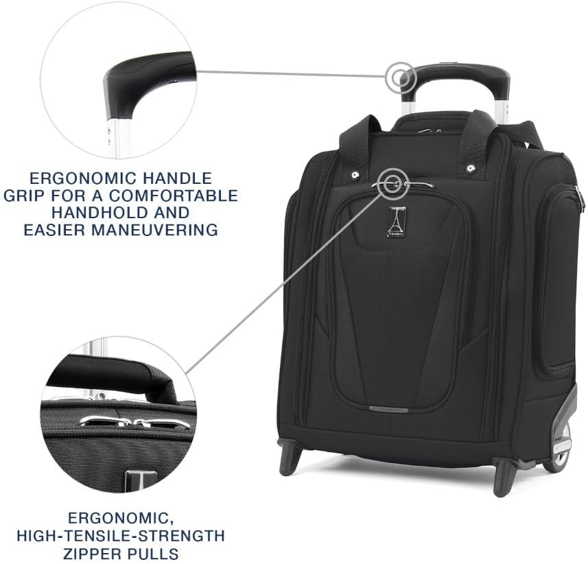 Travelpro Luggage Maxlite 5 Softside Lightweight Rolling Underseat Compact Carry on Upright 2 Wheel Bag, 15-Inch — Black