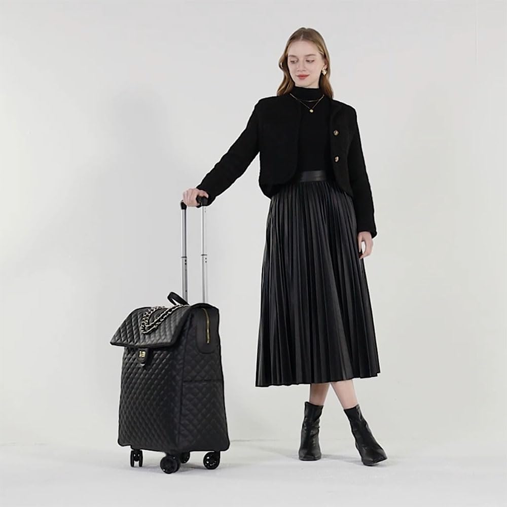 VH&GRED Leather Suitcase Travel luggage Net Red Trolley Suitcase Female Boarding Case Universal Wheel Light Luggage Fashion Travel Luggage (Carry-On 20-Inch-A)