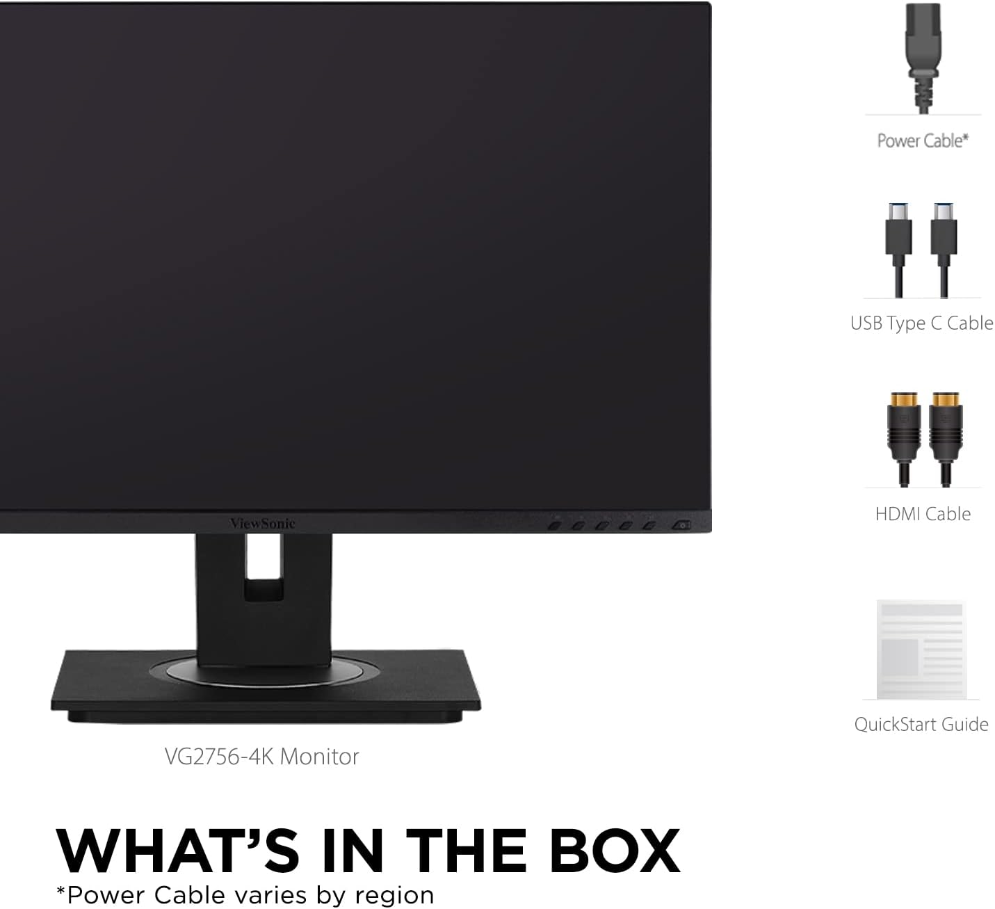ViewSonic VG2756-4K 27 Inch 4K Monitor, IPS Display with 90W USB-C for Smooth Home and Office Productivity, Full Ergonomic Adjustability, RJ45, HDMI, USB Hub, and DisplayPort Inputs