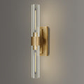YUYI Wall Sconce, 22.8'' Brass Sconce Wall Lighting, Gold Bathroom Wall Light Fixture with Clear Glass Shade, Indoor Wall Sconce for Bathroom Vanity, Living Room, Bedroom, Hallway, Fireplace