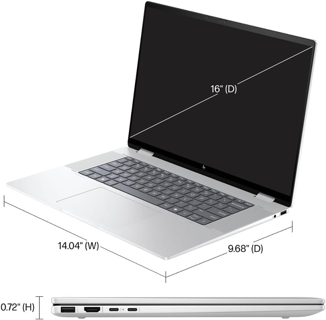 HP Envy 2-in-1 Laptop, 16' WUXGA IPS Wide Ultra Touchscreen Display, Core Ultra 7 155U (Up to 4.8GHz), 16GB DDR5, 512GB PCIe SSD, Backlit KB, TB 4, WiFi 6E, Webcam, PDG HDMI Cable, Win 11 Pro