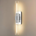 Chrome Wall Sconces, 22.8' Bathroom Sconces, Indoor Sconces Wall Lighting Up and Down, Nickel Wall Sconce Dimmable, Vanity Lights Fixtures with Tube, Glass Sconce for Bedroom, Staircase