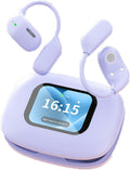 Open Type with Touch Screen Air Conduction Earphone Wireless Bluetooth 5.4 Open Ear Headphones with Noise Cancellation, Earbuds with Earhooks for Workout Driving Walking, Purple