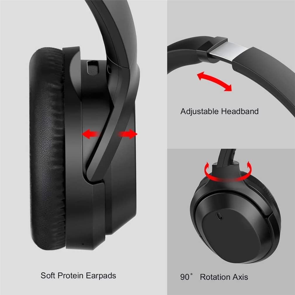 Active Noise Cancelling Over-Ear Headphones Wireless Bluetooth 5.0 On-Ear Lightweight Foldable Headsets with Mic, 40Mm Neodymium Drivers, 3D Tereo Deep Bass
