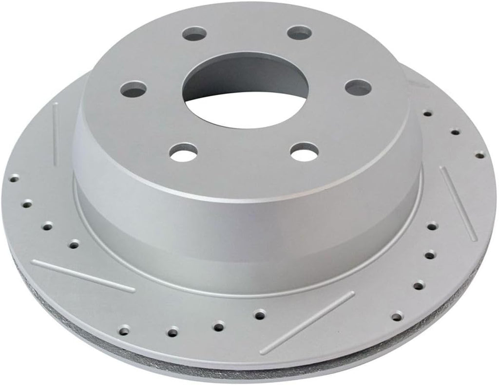 Disc Brake Rotor and Pad Set Kit Rear Side Ceramic Smooth Drilled Slotted Zinc Coated Calipers for Chevy for Silverado 1500 2003-2005,for GMC for Sierra 1500 2003-2006 & Classic 2007