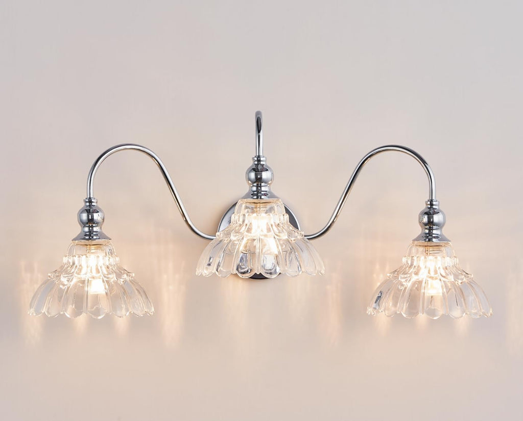 Chrome Bathroom Vanity Lights Modern Crystal Vanity Lighting Fixtures 3-Lights Bathroom Lights for Bathroom Bedroom Kitchen Living Room Dining Room