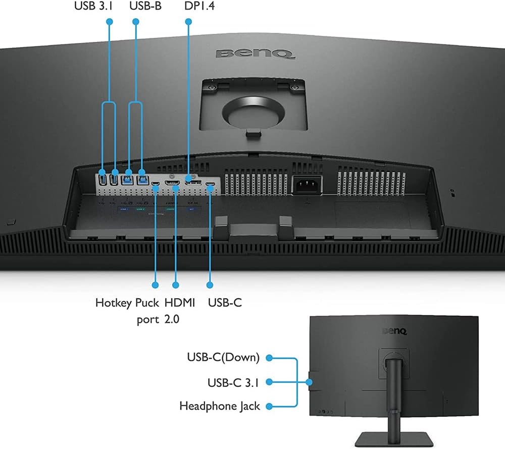 BenQ PD3205U 32 inch 4K UHD IPS Monitor USB-C, 99% sRGB and Rec.709, HDR10, Ergonomic Design, Eye-Care, Built-in Speakers (Renewed)