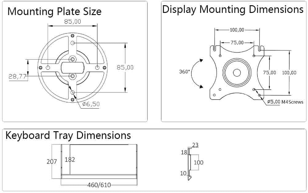 Monitor Arm White Dual Arm Table Style Monitor Stand with A Regular Tray That Can Rotate and Support Up to 25kg Adjustable Monitor Stands