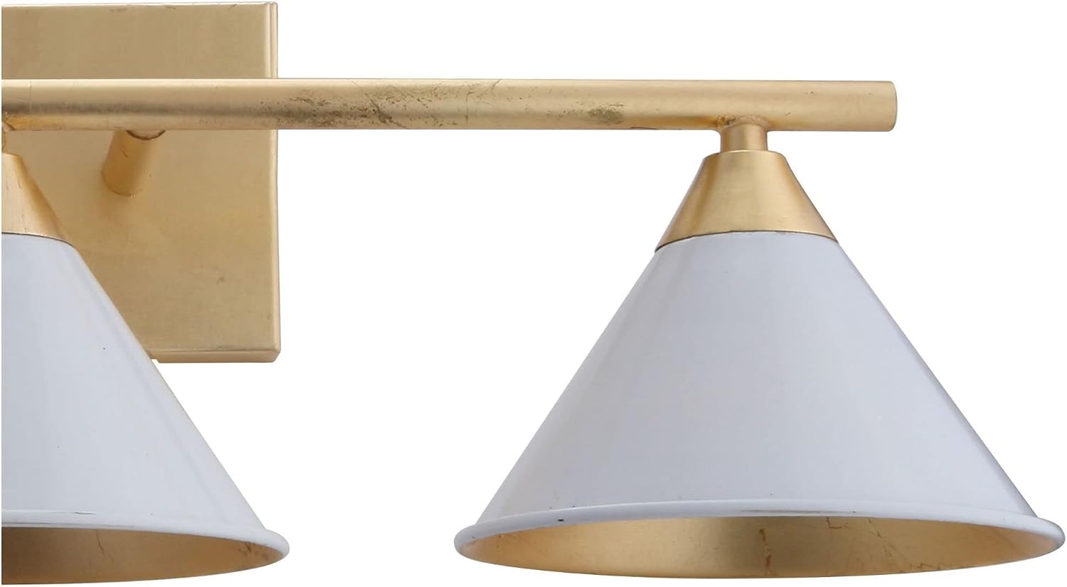 JONATHAN Y 25' White/Gold Modern Metal Vanity Light Wall Sconce for Bathroom Mirror, Bedroom, Hallway, White Metal Cone Shade, UL Listed, Hardwired, LED Bulb Included (JYL9014A)
