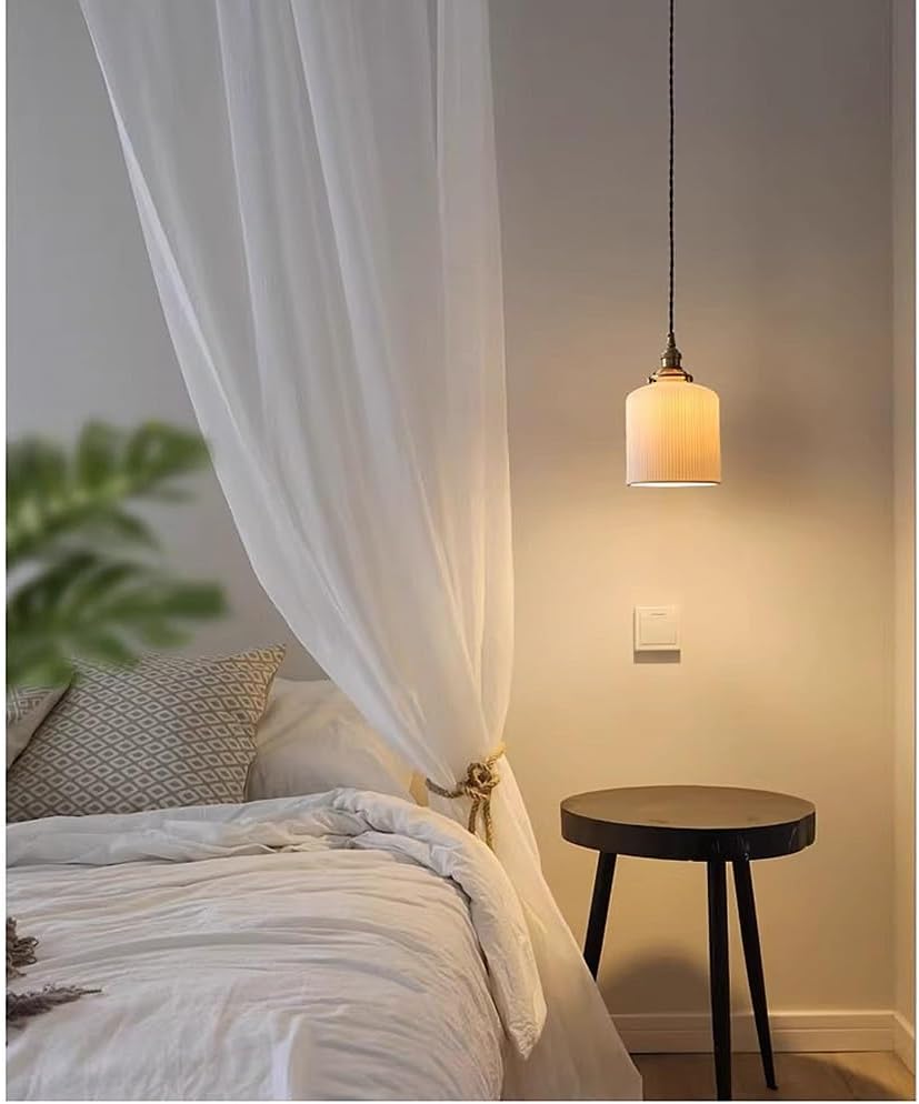 Modern White Opal Glass Pendant Light, Nordic Vintage Adjustable Hanging Lamp with Brushed Brass Finish, Ceiling Fixture for Kitchen Island Bathroom Bedroom Dining Room(5.5')