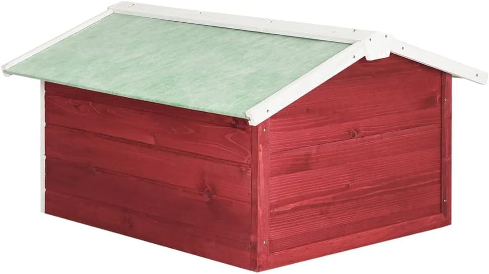 SKM Robotic Lawn Mower Garage 28.3'x34.3'x19.7', Wooden Lawn Mower Garage for Outdoor Red and White Firwood