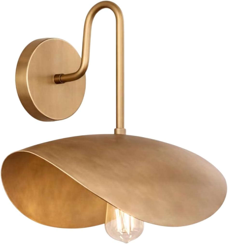 Modern Brass Wall Sconce Minimalist Gold Wall Light, Mid Century Metal Wall Lamp for Bedroom, Living Room, Hallway, Bathroom Vanity, Hardwired Indoor Decorative Lighting Fixture (Antique Black)