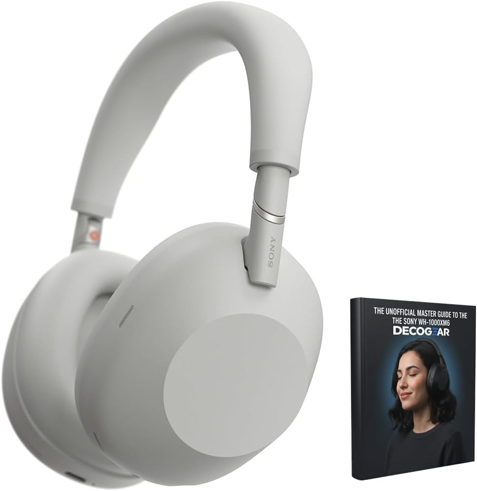Sony WH-1000XM6 The Best Noise Canceling Wireless Headphones, HD NC Processor QN3, 12 Microphones, Adaptive NC Optimizer, Mastered by Engineers, Studio-Quality, 30-Hour Battery with Deco Guide Bundle