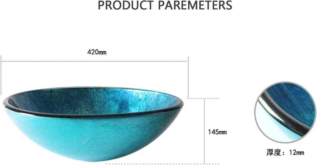 Bathroom Sink Tempered Glass Bathroom Wash Basin Sink, Bathroom Countertop Washroom Vessel Vanity Sink,Gold Silver