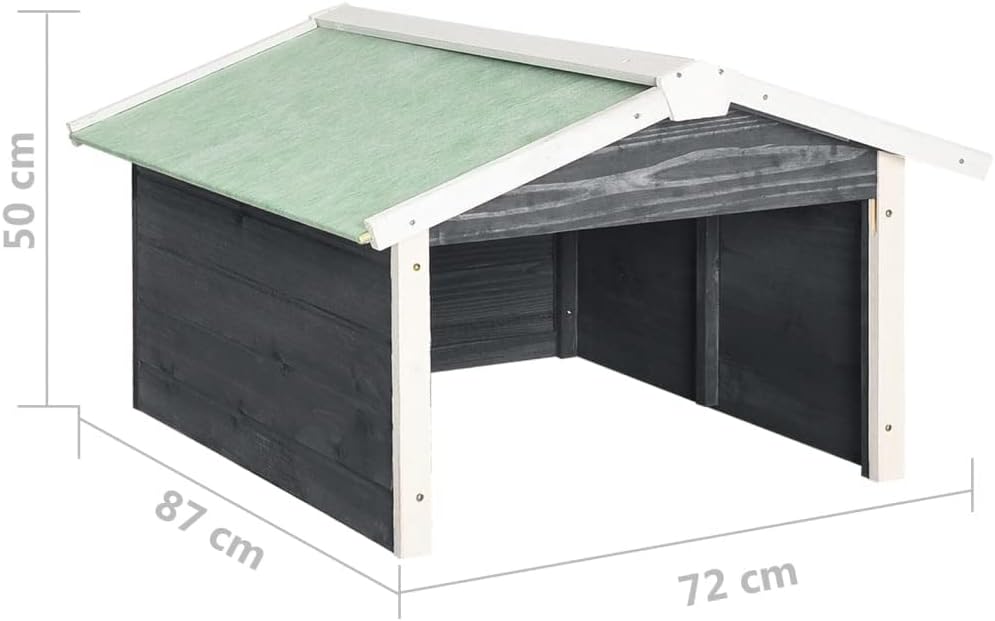 Robotic Lawn Mower Garage - Solid Firwood Weatherproof Outdoor Shed Protective Cover for Garden Tools and Charging Station Gray and White 28.3 x 34.3 x 19.7 Inch