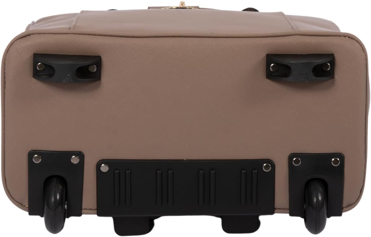 JKM & Company Rolling Laptop Bag for Women | Designer Wheeled Briefcase | Fits 13-17' Laptops | Office Travel Computer Case (Executive Taupe)