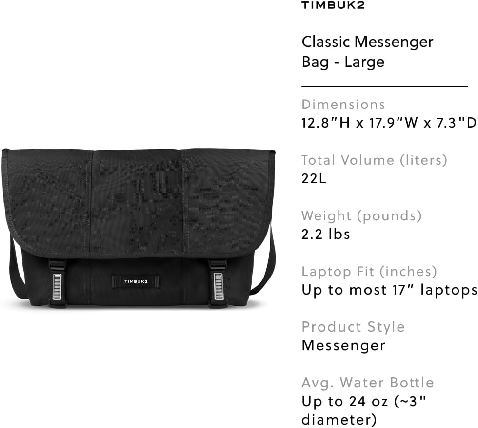 Timbuk2 Classic Messenger Bag - Durable, Water-Resistant, fits 13', 15', 17' Laptop