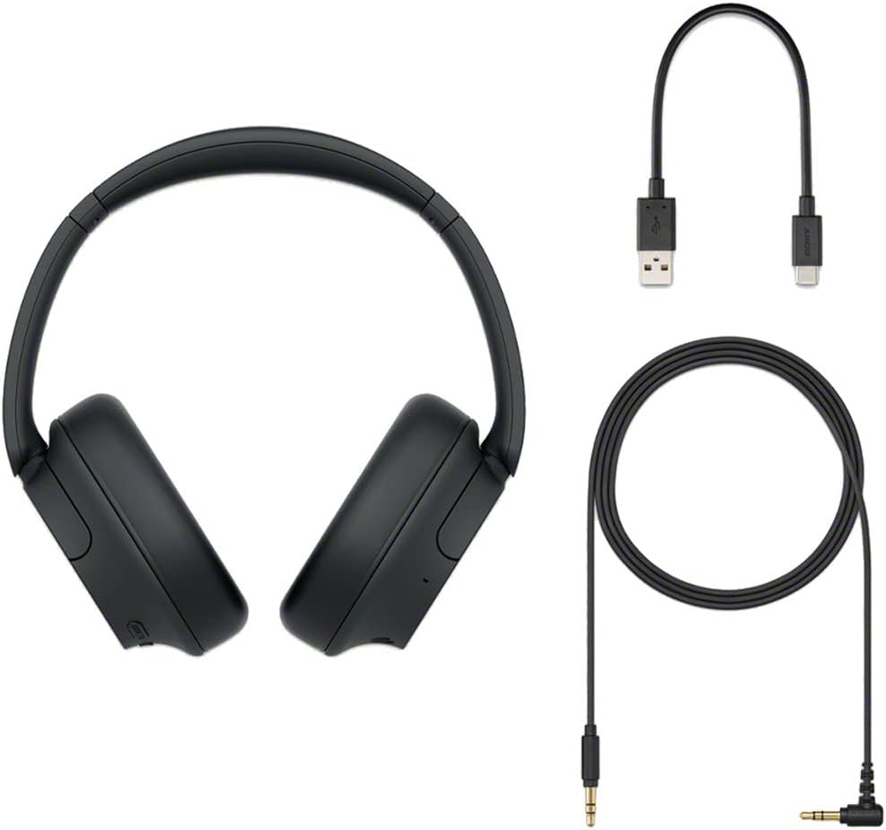 Sony WH-CH720N Wireless Noise Cancelling Headphone, Black Bundle with Wood Headphone Display Stand Secure Tabletop Holder/Gaming Headset Hanger