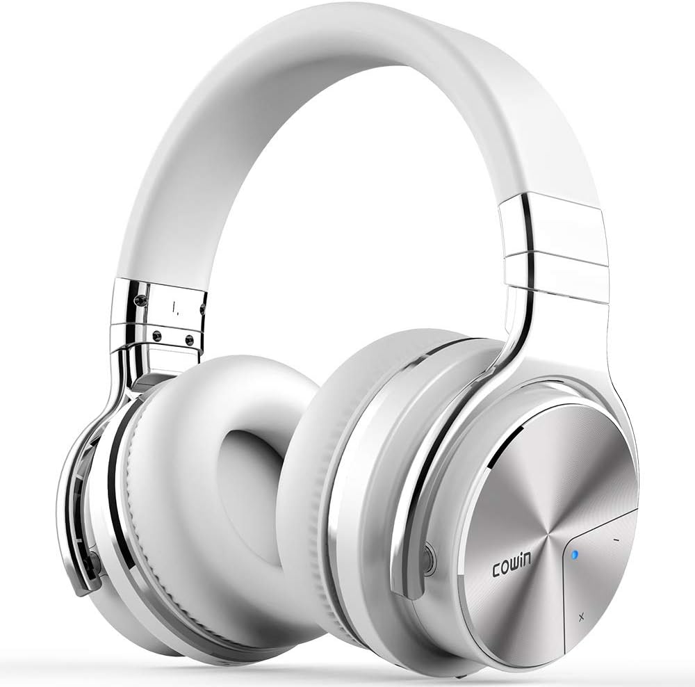 ANC Active Noise Cancelling Wireless Bluetooth Over-Ear Headphones with Mic Hi-Fi Stereo Deep Bass Foldable On-Ear Headsets, 30H Playtime, for Sports/TV/Work,Silver