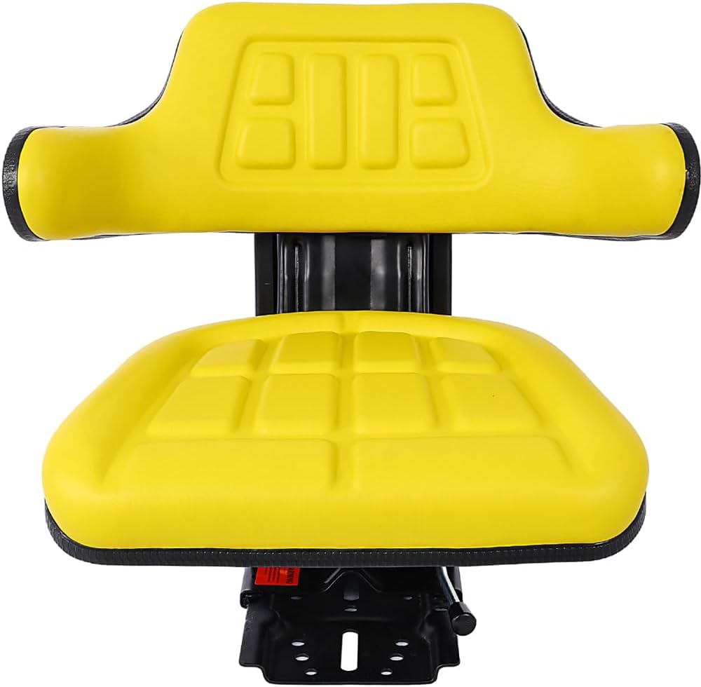 Universal Adjustable Ergonomics Tractor Seat with Heavy-Duty Padded Vinyl Cover, 110-265 LBS Weight Capacity, Heavy Duty Steel for Long-Lasting Comfort (Yellow)