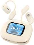 Open Type with Touch Screen Air Conduction Earphone Wireless Bluetooth 5.4 Open Ear Headphones with Noise Cancellation, Earbuds with Earhooks for Workout Driving Walking, Beige