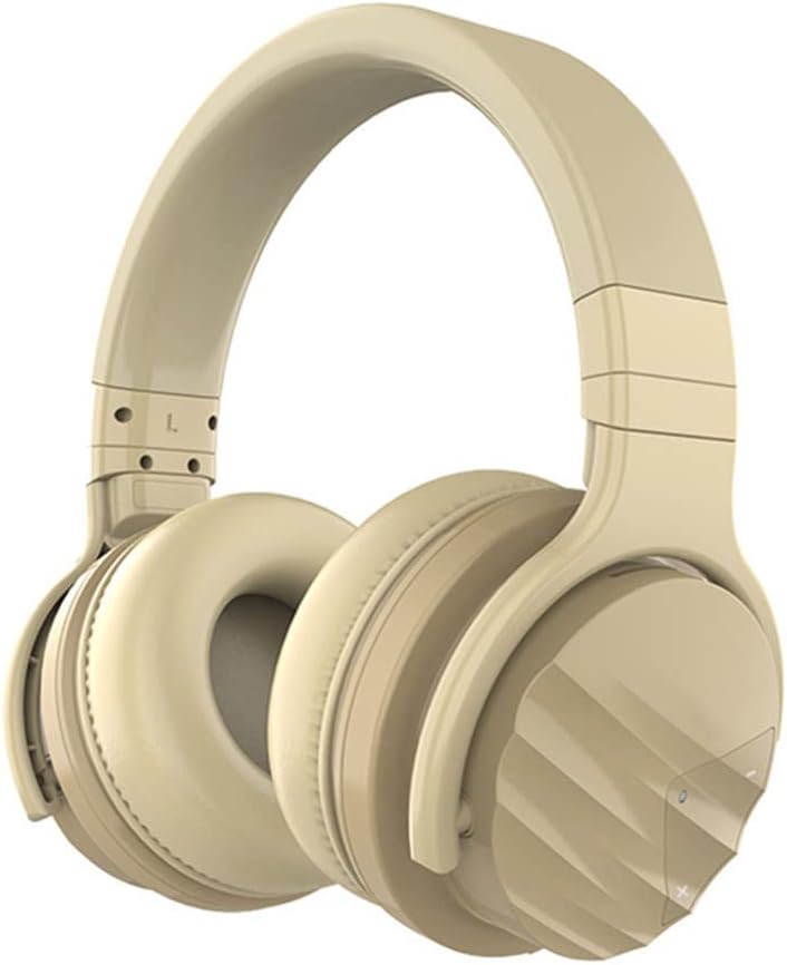 Sports ANC Active Noise Cancelling Headphones Wireless Bluetooth Over-Ear Foldable Headsets with Mic, Hi-Fi Stereo Deep Bass, 30H Playtime, for Sports/TV/Work,Beige