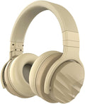 Sports ANC Active Noise Cancelling Headphones Wireless Bluetooth Over-Ear Foldable Headsets with Mic, Hi-Fi Stereo Deep Bass, 30H Playtime, for Sports/TV/Work,Beige